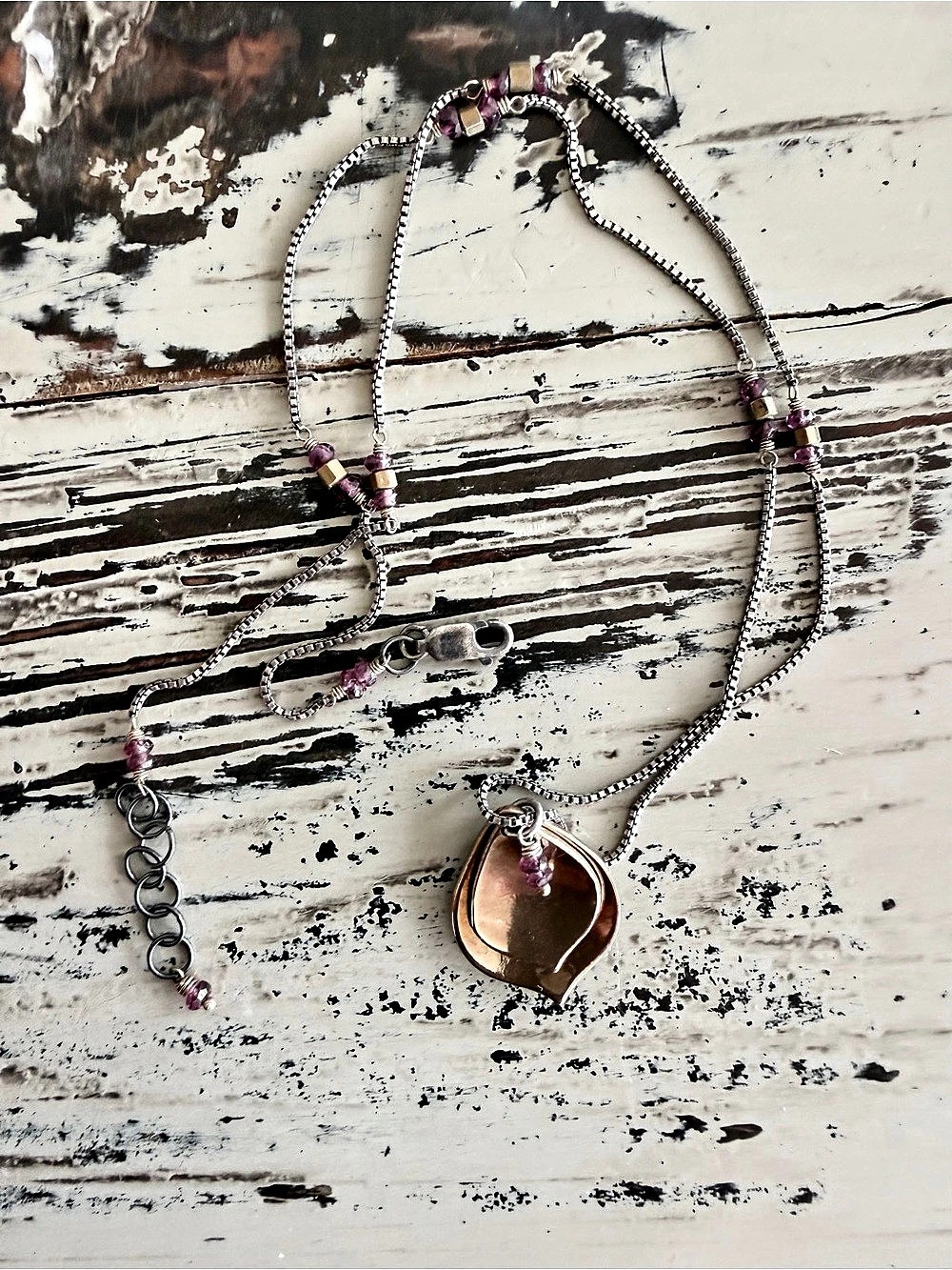 Pink Tourmaline Sterling Silver 18” Gold Plated Petal Pendant Necklace